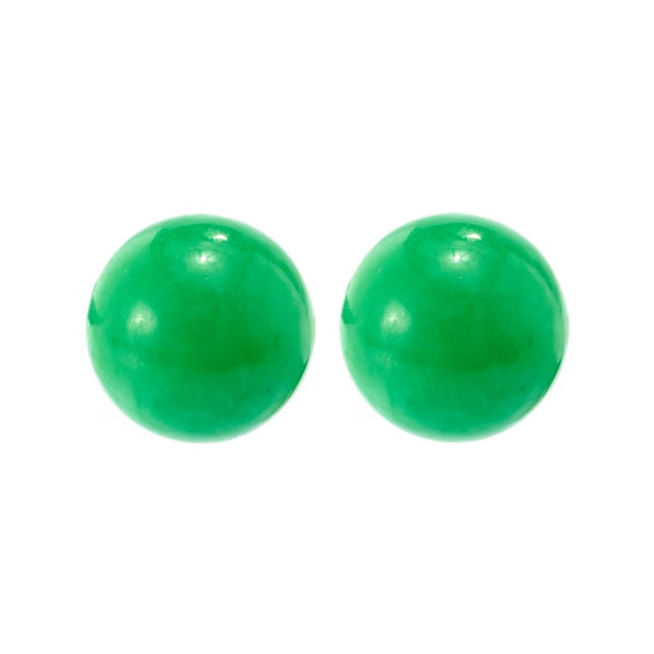 Pin Up Girl Imperial Pearl Sterling Silver 12mm Dyed Green Jade Stud Earrings