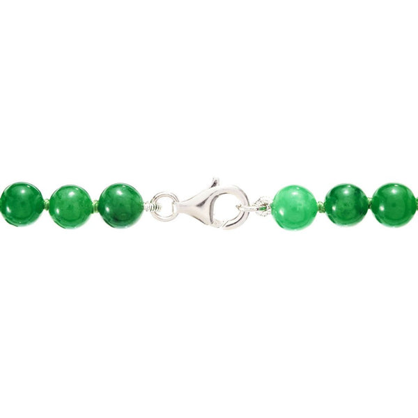 Pin Up Girl Imperial Pearl Sterling Silver Dyed Green Jade Graduated Bead 20" Necklace