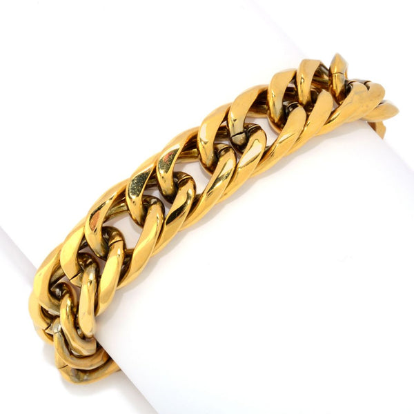 Pin Up Girl Invicta Men's Stainless Steel Beveled Cuban Curb Chain Bracelet