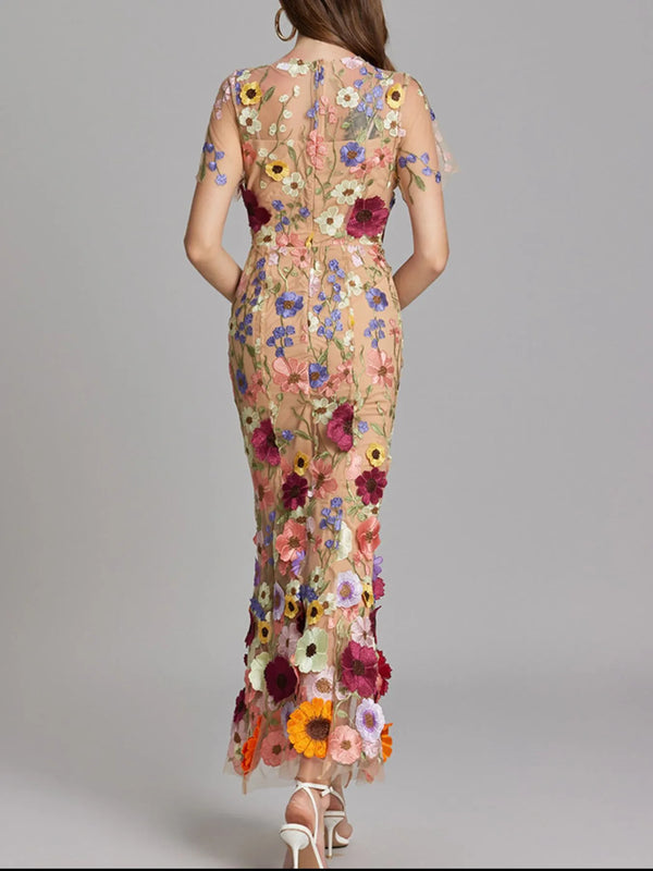 Pin Up Girl Isolde Enchanted Garden Embroidered Mesh Maxi Dress | 4 Colors | Poundton