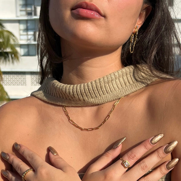 pin up girl Jayden Paper Clip Chain Necklace | Gold and Silver