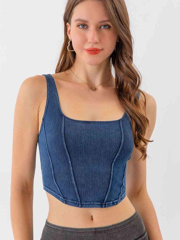 pin up girl Kenna Seam Detail Cropped Denim Tank | 4 Colors