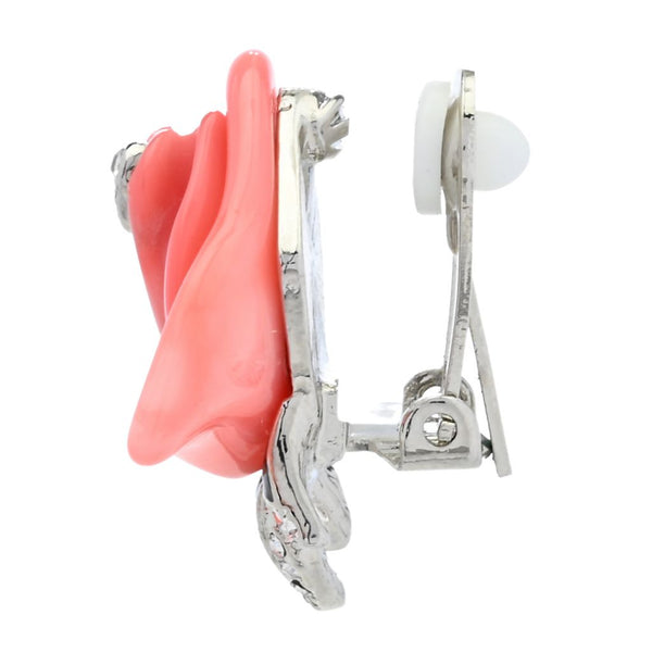 Pin Up Girl Kenneth Jay Lane Gold Plated Rhinestone Accented Rose Button Earrings