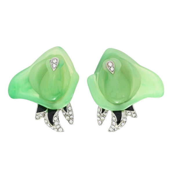 pin up girl Kenneth Jay Lane Gold Plated Rhinestone Accented Rose Button Earrings