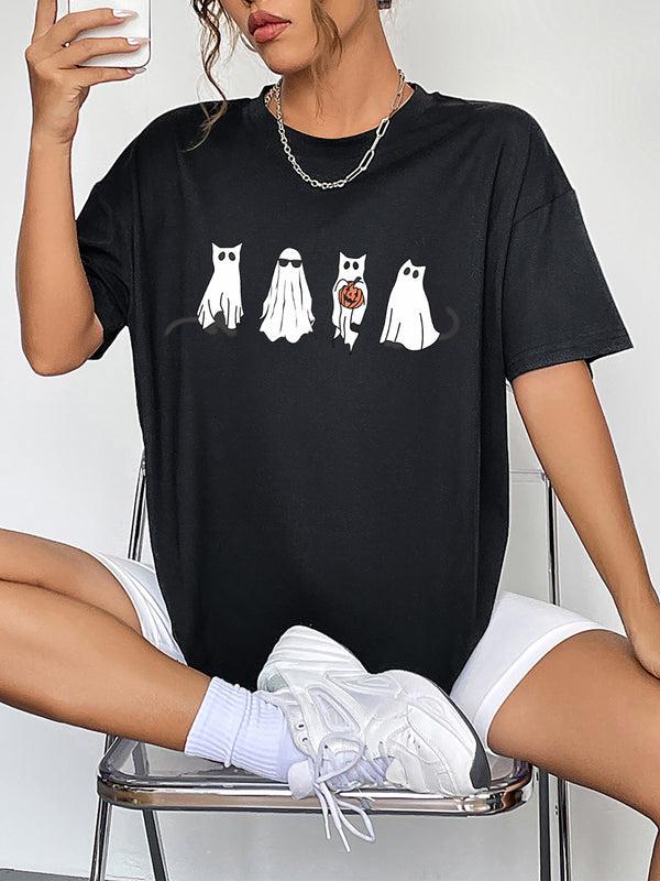 pin up girl Lick or Treat Ghost Kitty Graphic T-Shirt | 2 Colors | Poundton