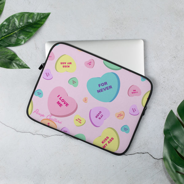 pin up girl Lindy Bitter Candy Hearts Laptop Sleeve in Pink | Pinup Couture Relaxed