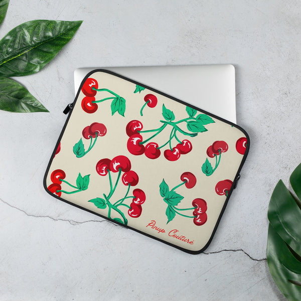 pin up girl Lindy Cherry Girl Antique Ivory Laptop Sleeve | Pinup Couture Relaxed