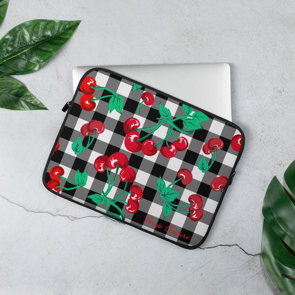 pin up girl Lindy Cherry Girl Black Gingham Laptop Sleeve | Pinup Couture Relaxed