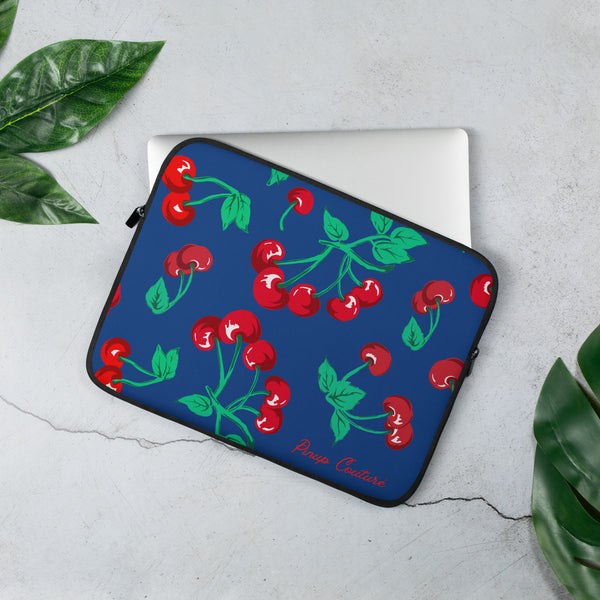 pin up girl Lindy Cherry Girl Dark Blue Laptop Computer Sleeve Case | Pinup Couture Relaxed