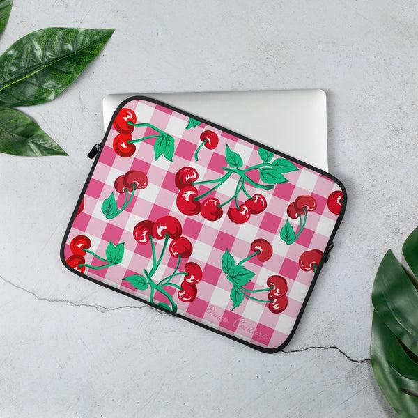 pin up girl Lindy Cherry Girl Pink Gingham Laptop Sleeve | Pinup Couture Relaxed