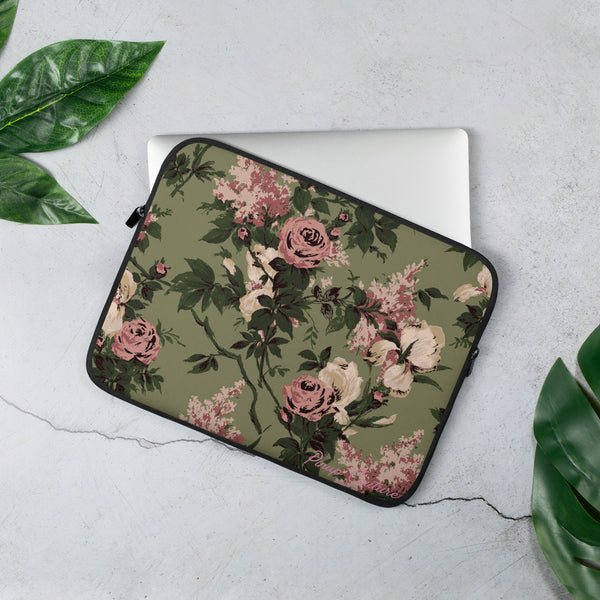 pin up girl Lindy Green Caledonia Bella Roses Floral Print Laptop Sleeve | Pinup Couture Relaxed