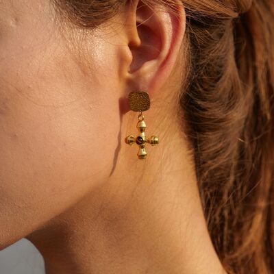 Pin Up Girl Liora Gold-Plated Stainless Steel Cross Shape Earrings | 2 Colors