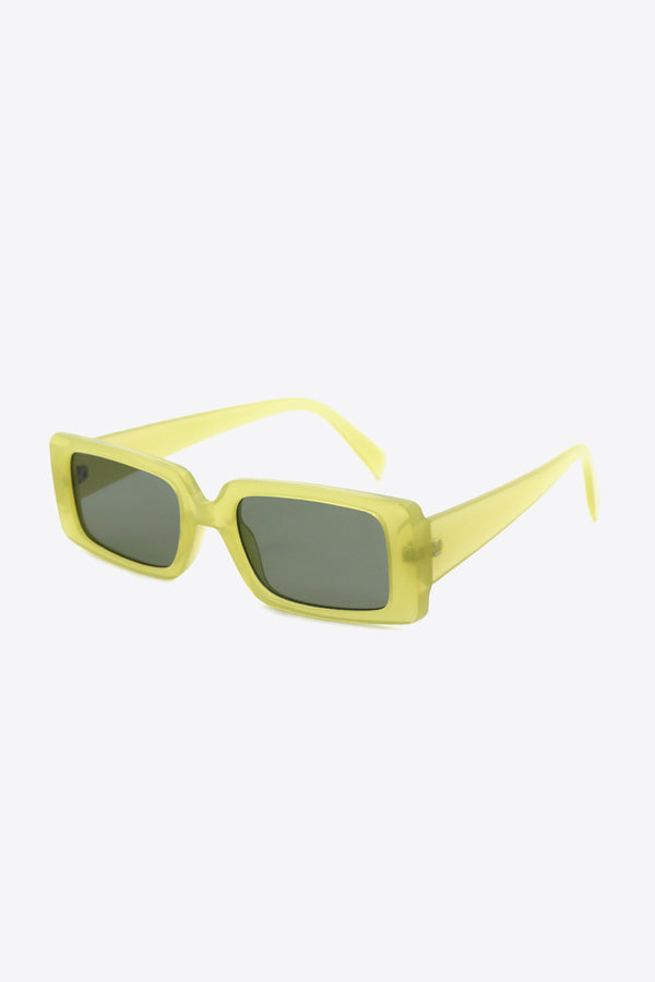 Pin Up Girl Liquid Sky Chartreuse Lucite 70s Rectangle Sunglasses