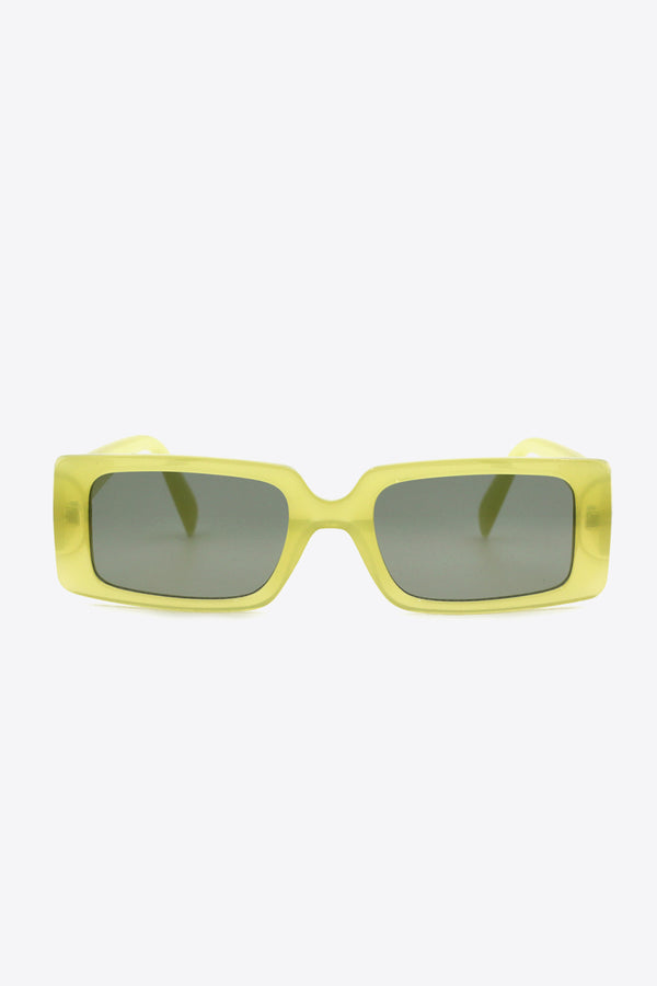 Pin Up Girl Liquid Sky Chartreuse Lucite 70s Rectangle Sunglasses