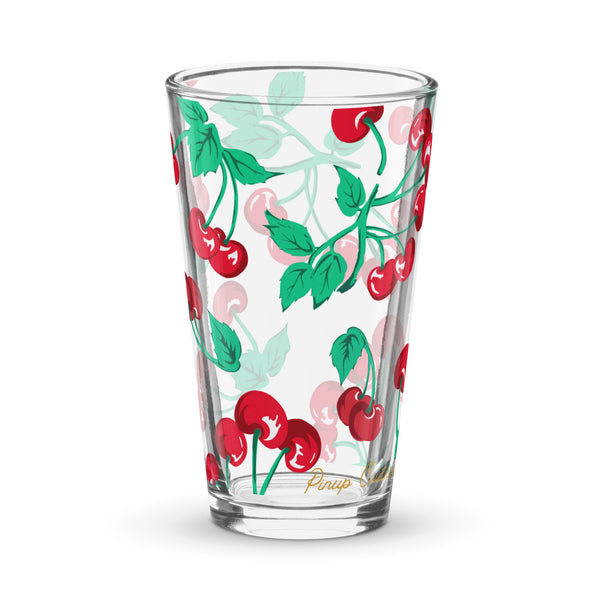 pin up girl Liza Cherry Girl 16 oz Pint Glass | Pinup Couture Home