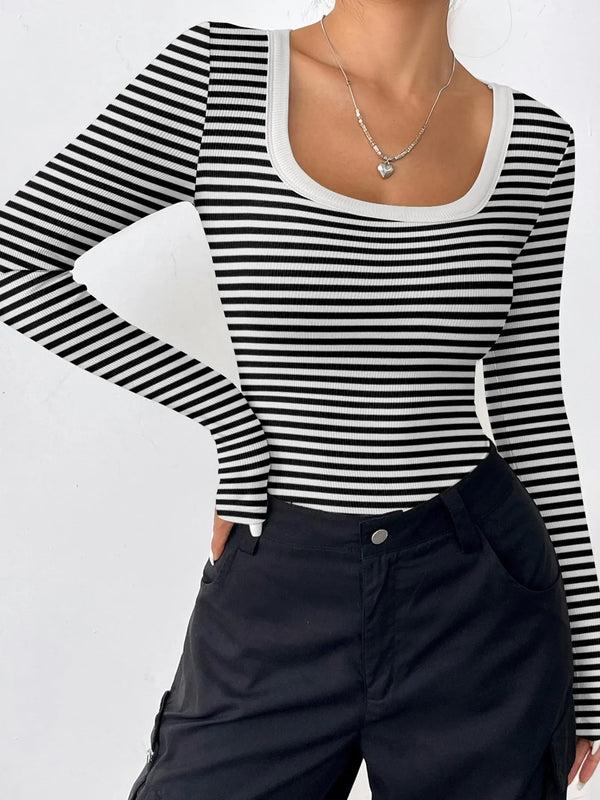 Pin Up Girl Marceline Striped Scoop Neck Ribbed Top | 3 Colors | Poundton