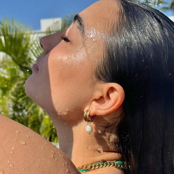 Pin Up Girl Melrose Mini Hoop Pearl Earring | Gold And Silver