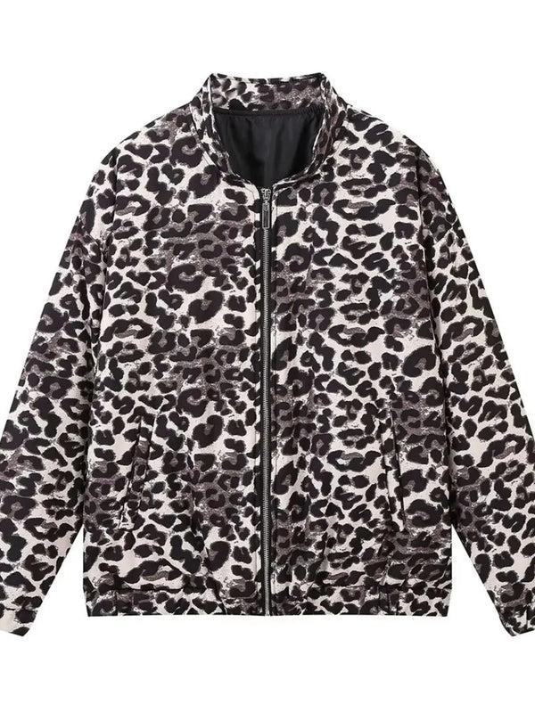 Pin Up Girl Monochrome Meow Leopard Puff Bomber | Lodge