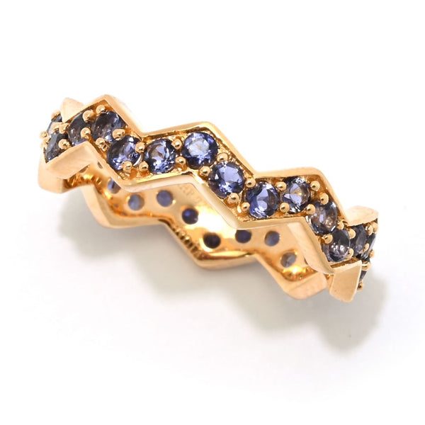 Pin Up Girl MUSE 18K Gold Plated Polished Choice Of Gemstone Chevron Stack Band Ring