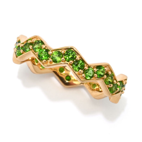 Pin Up Girl MUSE 18K Gold Plated Polished Choice Of Gemstone Chevron Stack Band Ring