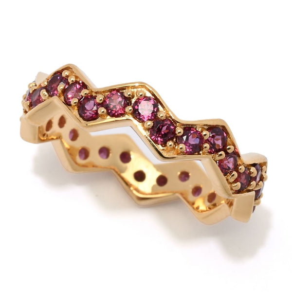 pin up girl MUSE 18K Gold Plated Polished Choice of Gemstone Chevron Stack Band Ring