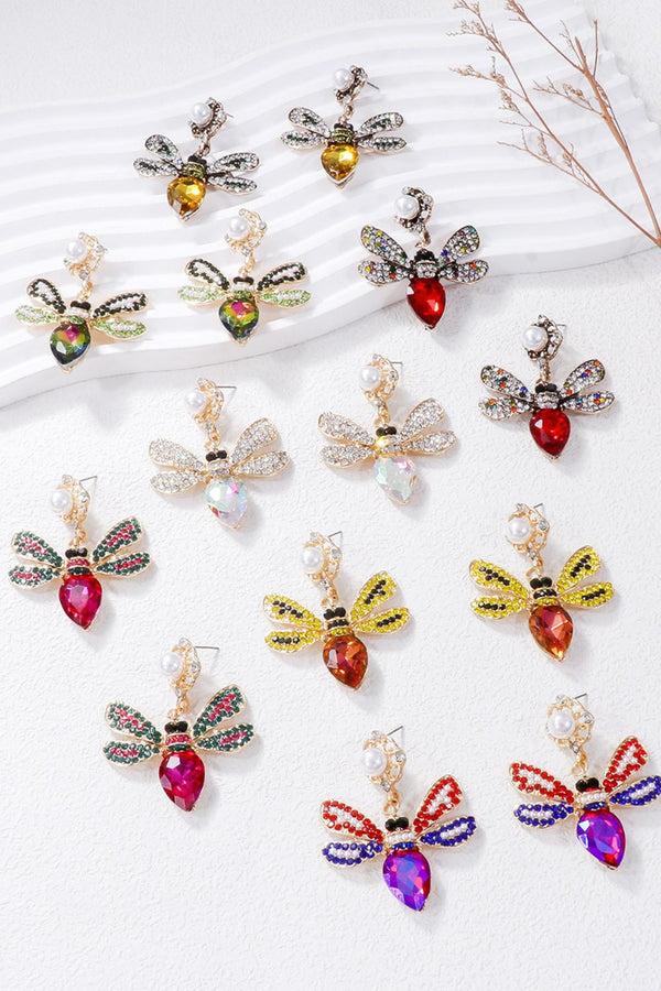 Pin Up Girl Natural Stone Bee Dangle Earrings | 7 Colors | Poundton