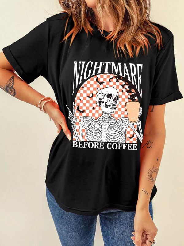 Pin Up Girl Nightmare Before Coffee Graphic Tee | Poundton