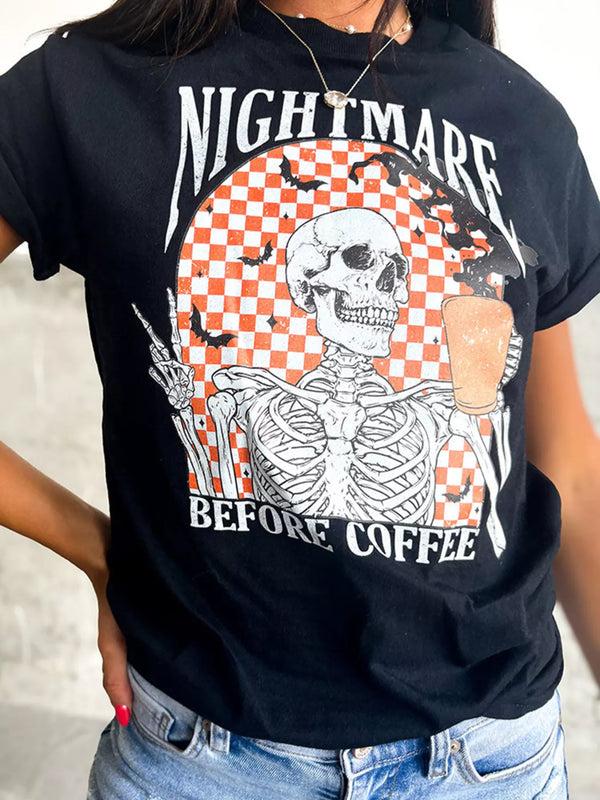 Pin Up Girl Nightmare Before Coffee Graphic Tee | Poundton
