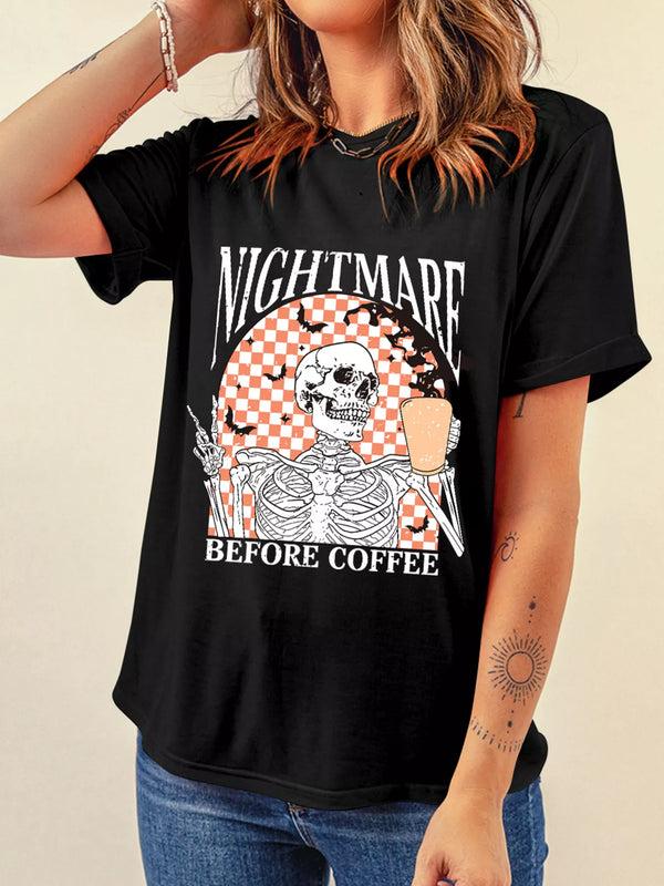 pin up girl Nightmare Before Coffee Graphic Tee | Poundton