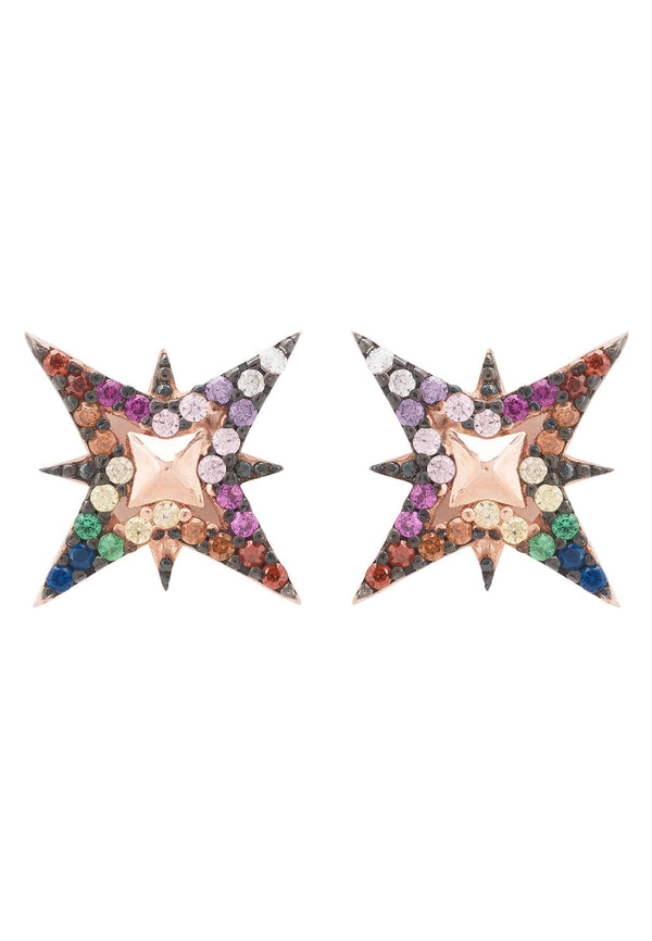 pin up girl North Star Rainbow Stud Earrings Rosegold | Latelita