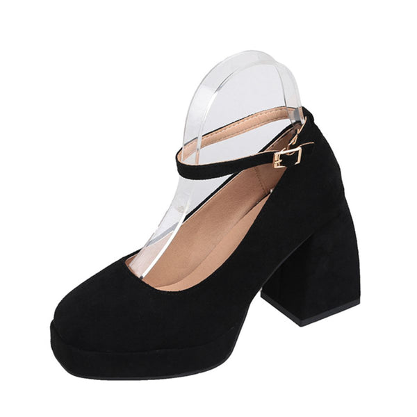 Pin Up Girl Odette Square Toe Block Heel Pumps | 2 Colors | Poundton