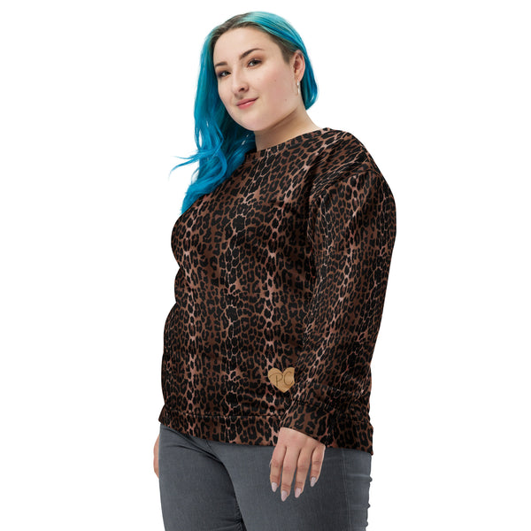 Pin Up Girl OG Leopard Long-Sleeved Crewneck Sweatshirt | Pinup Couture Relaxed