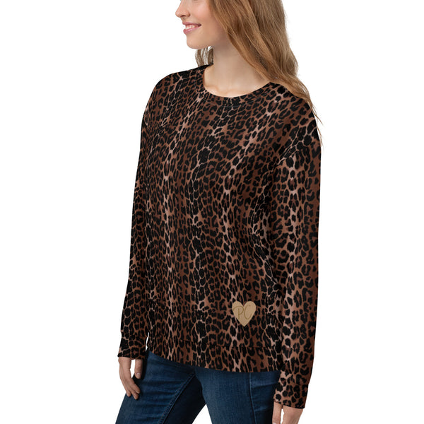 Pin Up Girl OG Leopard Long-Sleeved Crewneck Sweatshirt | Pinup Couture Relaxed