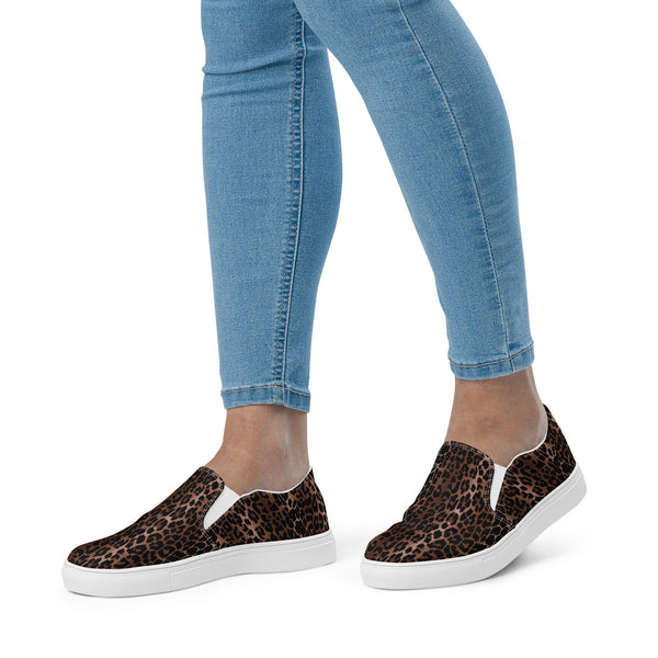 Pin Up Girl OG Leopard Print Women’s Slip-on Canvas Deck Shoes | Pinup Couture Relaxed