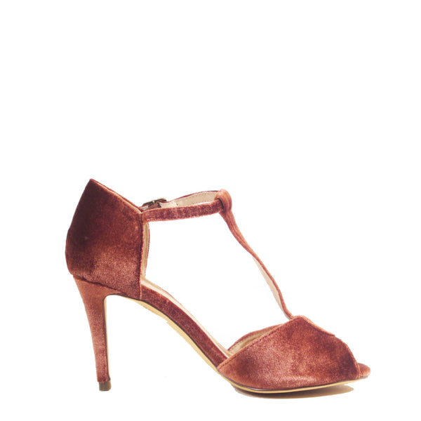 Pin Up Girl Blondie T-Strap Velvet Heels