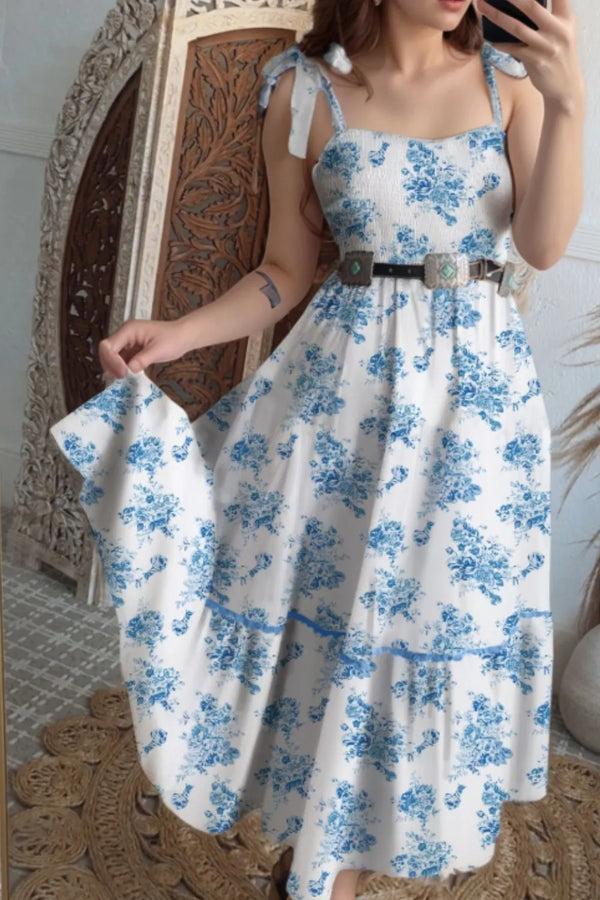 pin up girl Bluebell Tie-Shoulder Midi Dress