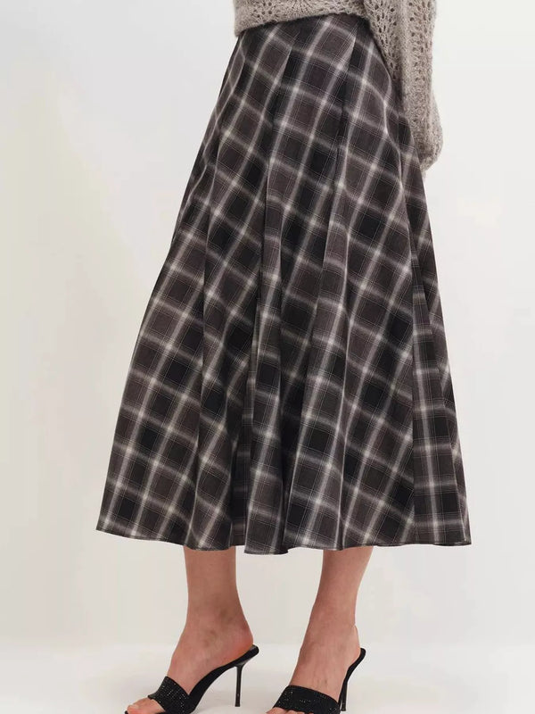 pin up girl Carly Plaid Midi Skirt | Poundton