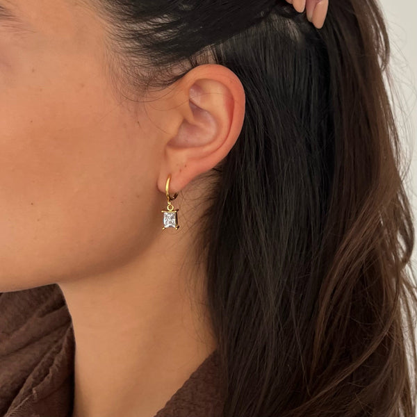 Pin Up Girl Chantel Baguette Huggie Hoop Earring