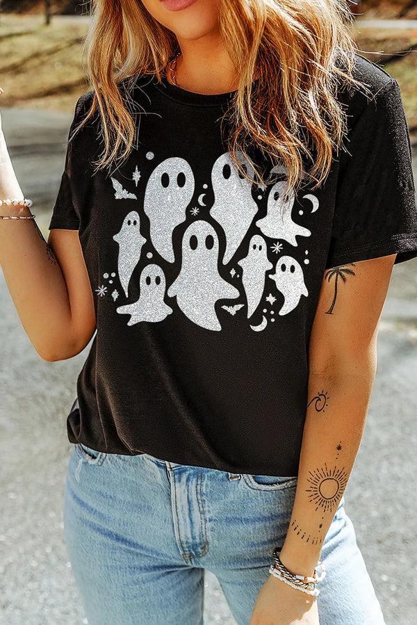 pin up girl Ghost Glitter Short Sleeve T-Shirt
