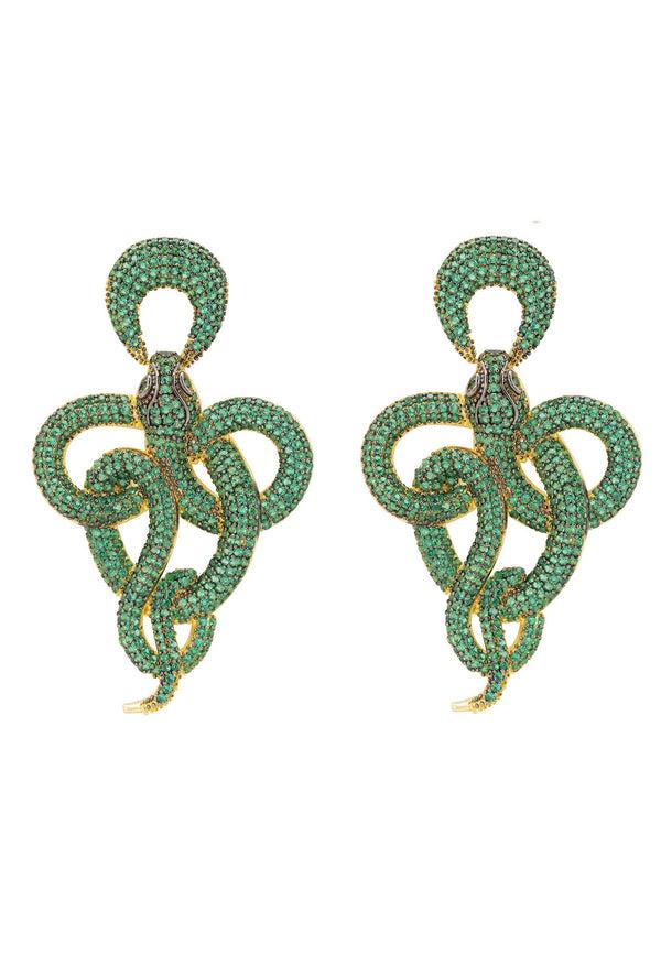 pin up girl Green Viper Snake Earrings | Latelita