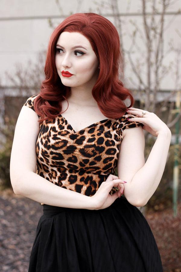 pin up girl Isabel Top in Leopard | Retrolicious