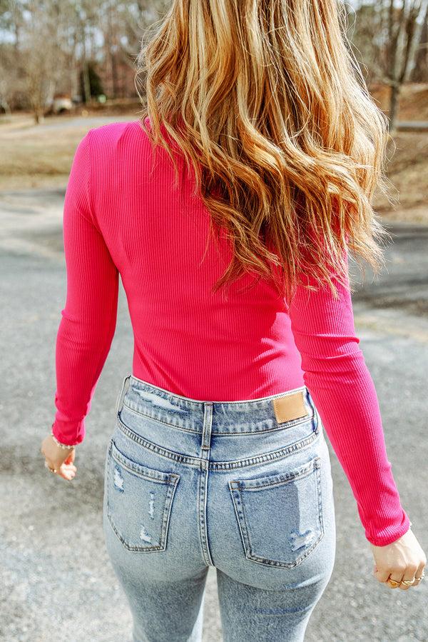 Pin Up Girl Mix Turtleneck In Pink Black And Sand