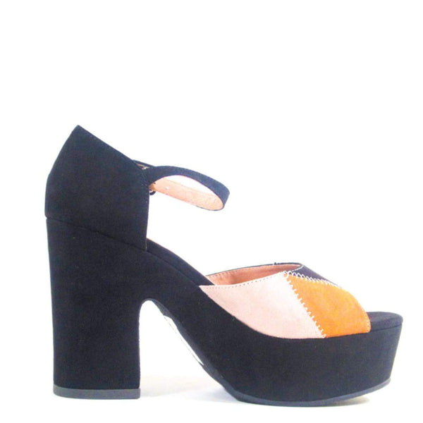 Pin Up Girl Quilted Patchwork Platform Heels