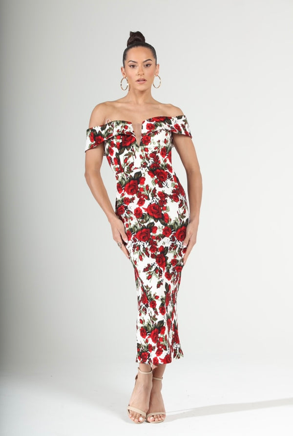 pin up girl Rosalie Off-Shoulder Midi Dress pin up girl Rosalie Off-Shoulder Midi Dress