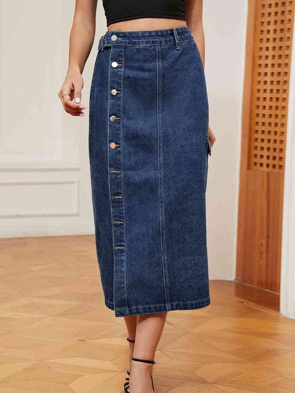 Pin Up Girl Route 66 Button Denim Skirt | 2 Colors