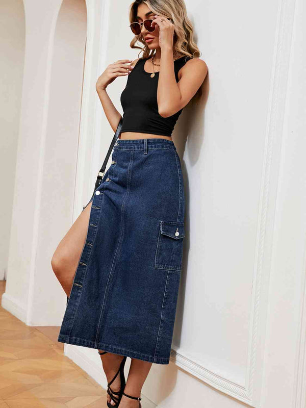 Pin Up Girl Route 66 Button Denim Skirt | 2 Colors