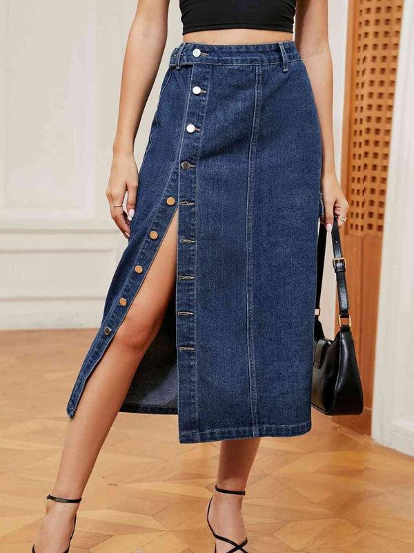 pin up girl Route 66 Button Denim Skirt | 2 colors