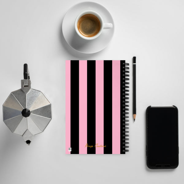Pin Up Girl Pink & Black Mark Stripe 8 X 5 Spiral Notebook | Pinup Couture Home