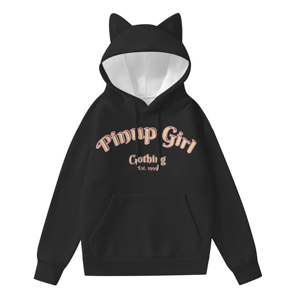 pin up girl Pinup Girl Logo Cat Ear Hoodie in Black | Pinup Girl Clothing