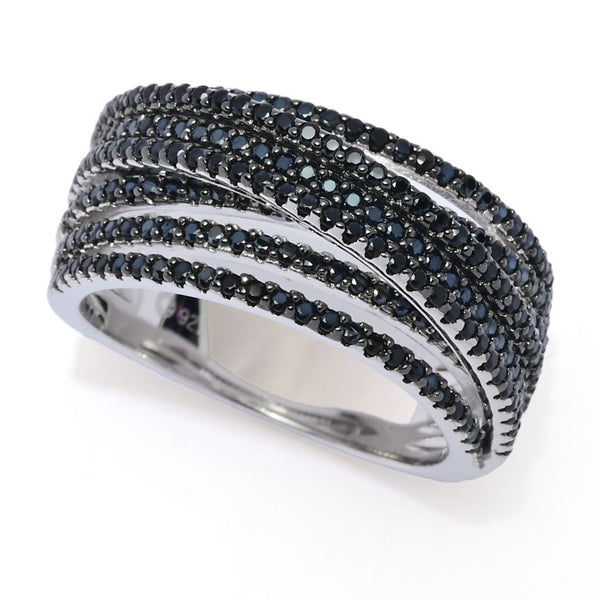 pin up girl Platinum Plated Choice of Black Spinel or Zircon Highway Ring